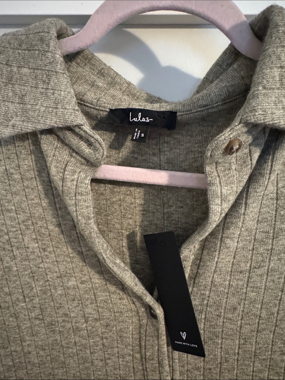 NWT Lulu's Olive Ribbed Button-Front Longline Cardigan - Picture 2 of 3
